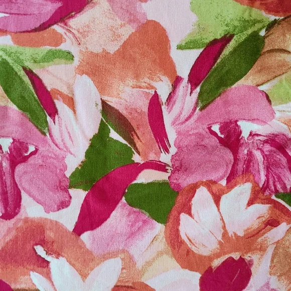 Terra & Sky Pink and Green Floral Tee Shirt Midi Dress, Size 2X/20W-22W  #103 - Picture 5 of 9